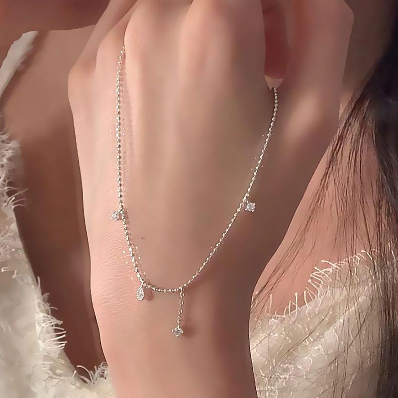 Zircon Teardrop Tassel Necklace: Simple, Versatile Choker for Everyday Wear