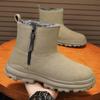 Fashion New Winter Men's Snow Boots Thicken Keep Warm Plush Waterproof Non-Slip Zipper Casual Men Ankle Boots Size 38-44