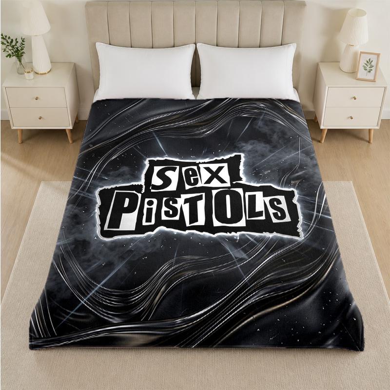 Sex Pistols Print Flannel Blanket Cozy Lightweight Plush Throw Blanket For Bed Sofa Household Use