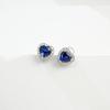 S925 Sterling Silver Heart-Shaped Sapphire and Diamond Stud Earrings for Women - Versatile Anniversary Jewelry