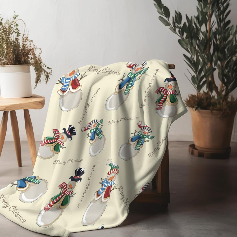 

Fluffy Snowman Throw Blanket Cozy Winter Decor Festive Christmas Gift Home Bedding Shaggy Plush Soft Warm Holiday Decor 75x90cm