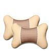 2Pcs Car Seat Neck Pillow Headrest Rest Cushion Support PU Leather Knitted Seat  Auto Black Safety Pillow Car Accessories