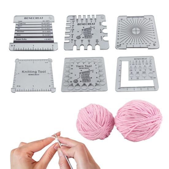 6 Styles Acrylic Knitting Gauge Rulers Crochet Hook And Yarn Wrap Per Inch Guide Knitting Tool for Spinners Yarn Measuring Crochet Accessories