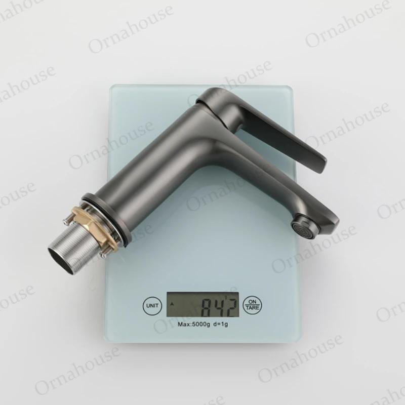 Gun Gray Minimalist Faucet Brass Hotel Household Sink Faucet Dual-purpose Cold and Hot Sink Faucet Light Luxury Bathroom Kitchen