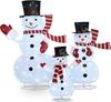 JOYFY 3 Pc 3D Christmas Collapsible Snowman Yard Light 270 PreLit LED Cool White Light for Christmas Indoor Outdoor Garden Dcor