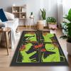 Green Monster Faces Rug Ideal for Reading Room, Multi-purpose Office Chair Sofa Carpet, Anti-slip Printed Home Area Rug