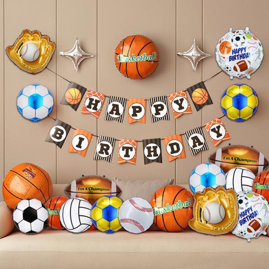 2Pcs Festival Balloons Inflatable Lightweight Multiple Ball Patterns Multi-style Reusable Decoration Aluminum Sports Themed Happy Festival Balloons