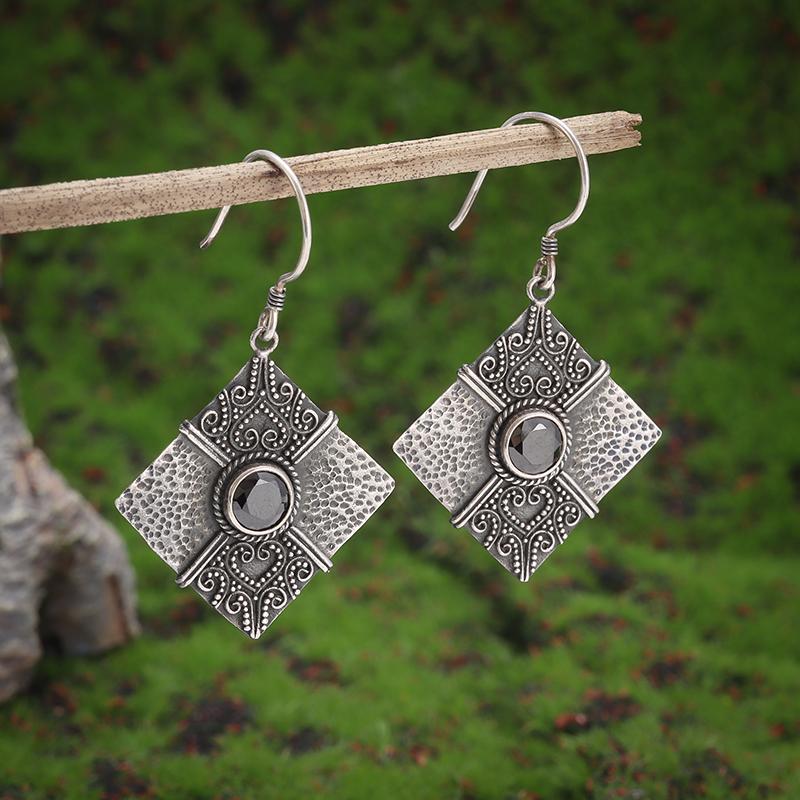 Retro Ethnic Style Red Zircon Earrings for Women, Elegant Earrings Accessories
