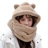 Bear Ear Hat for Women In Autumn and Winter Versatile Cute Scarf with Hooded Korean Style Ear Protection and Warm Couple