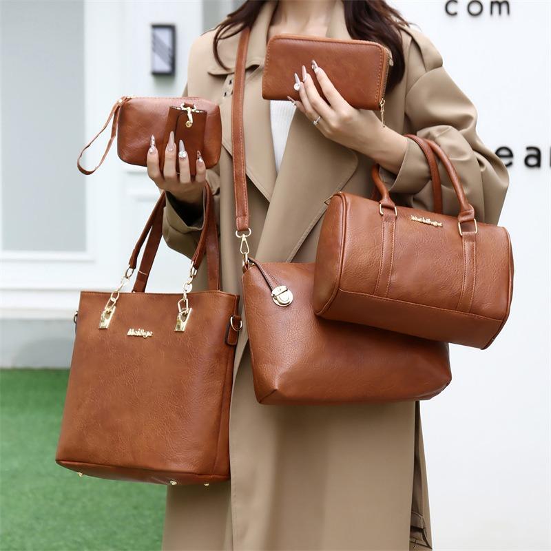 Women's bag new trendy six-piece set, mother and child bag, portable shoulder bag, messenger bag.