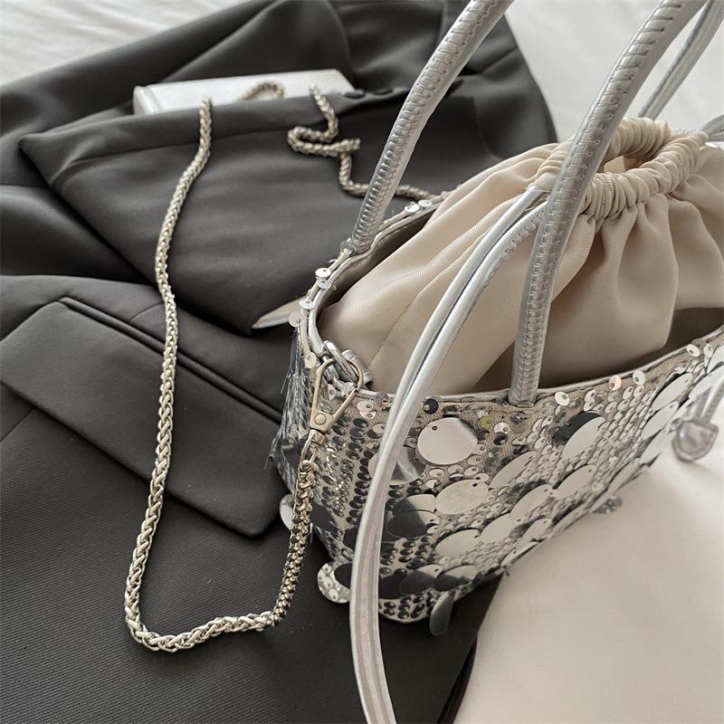 Autumn 2025 Trendy Sequined Women's Versatile Handheld/Chain Crossbody Bucket Bag