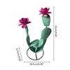 Rustic Metal Art Sculpture Cactus Metal Statue with Flowers  Handmade
