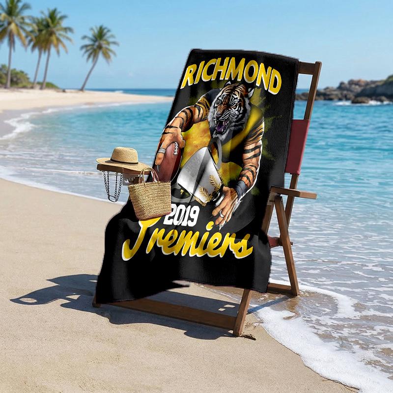 Richmond Tigers Fashion Beach Towel: Ideal for Summer Adventures Soft, Absorbent and Quick Drying Suitable for Swimming and Bathing