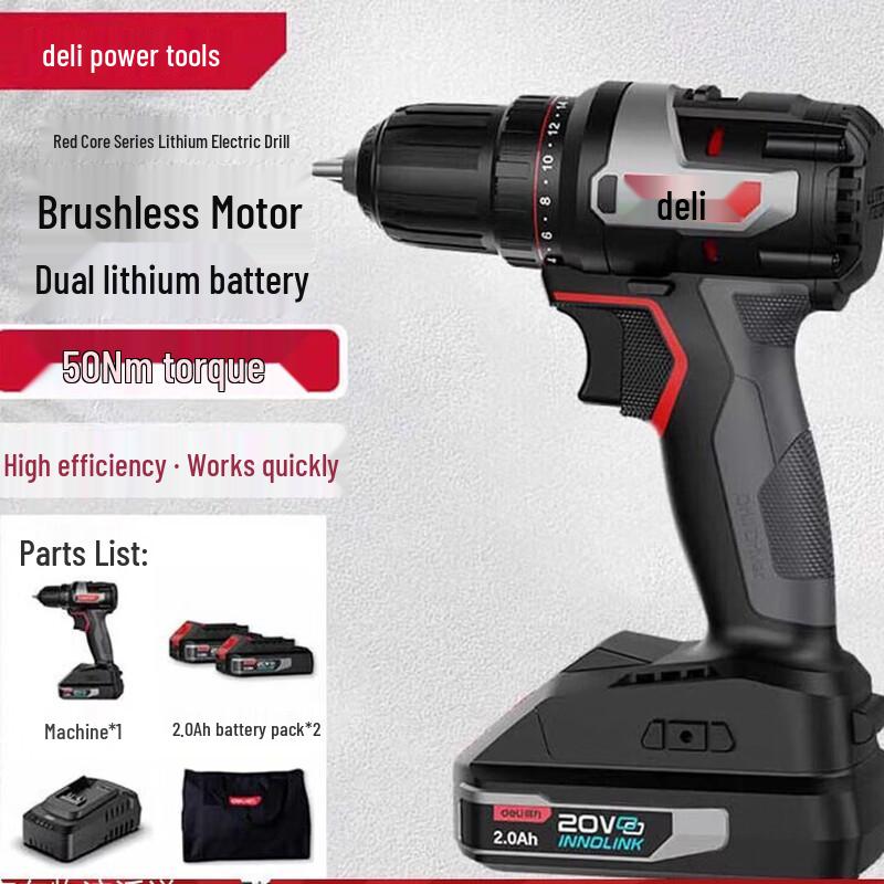 Deli 20V Brushless Cordless Impact Drill & Screwdriver CN plug (adapter included)