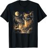 T-shirt Vintage Anni '90 Retro Animale Chihuahua che Ulula alla Luna