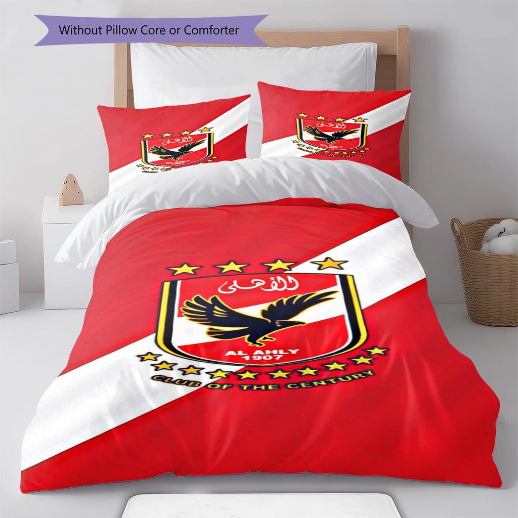 Set Biancheria da Letto con Fantasia Al Ahly Copripiumino Federa Decorazione per la Casa Regalo (1 * copripiumino + 2 * federa, senza nucleo)