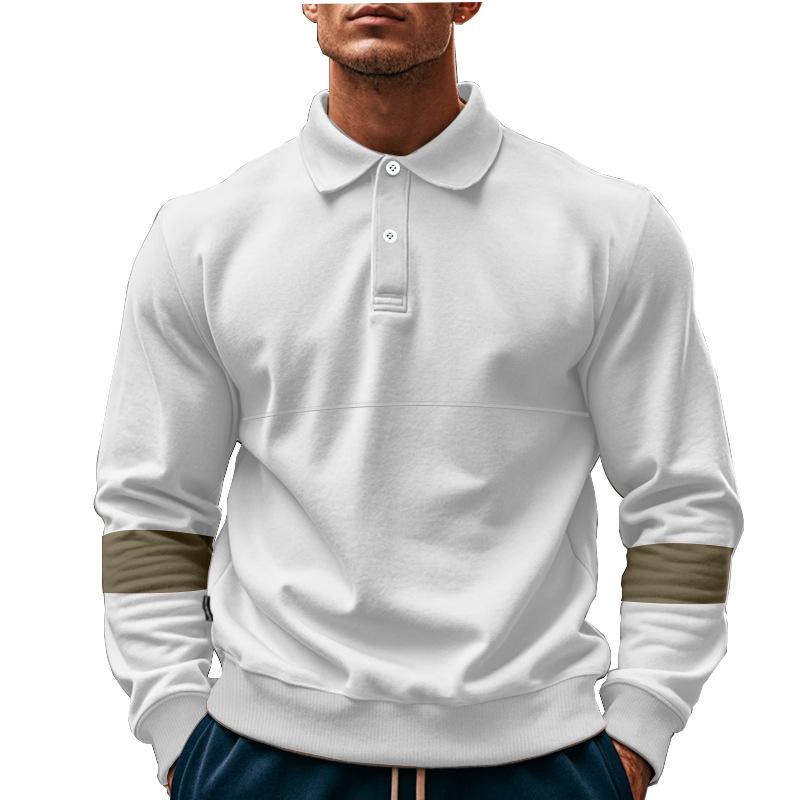 Collar buckle long sleeved polo color blocked oversized loose hoodie for men S