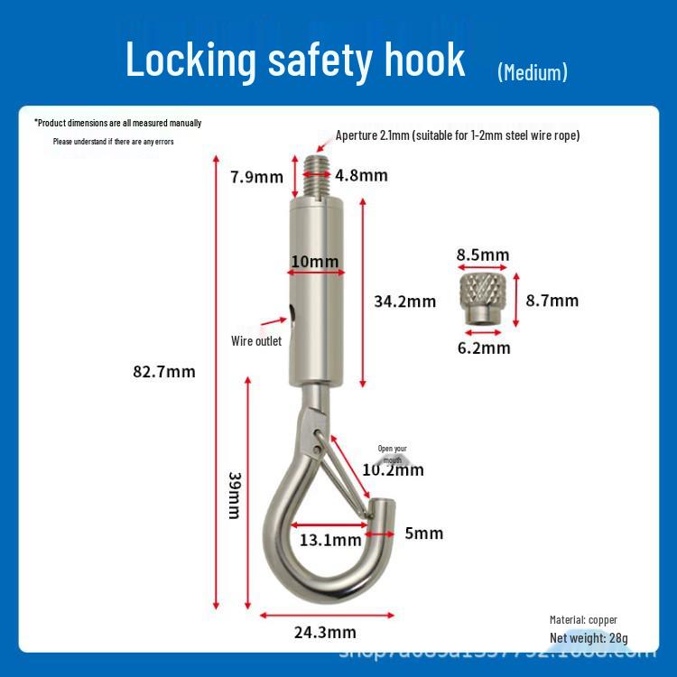 Steel Wire Rope Safety Lock Hook - Secure Picture Hanging & Marine Accessories