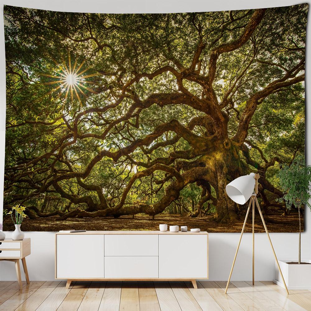 Natural Forest Tapestry Wall Hanging Home Art Decoration Hanging Painting Living Room Dormitory Outdoor Picnic Mat Bed Sheet