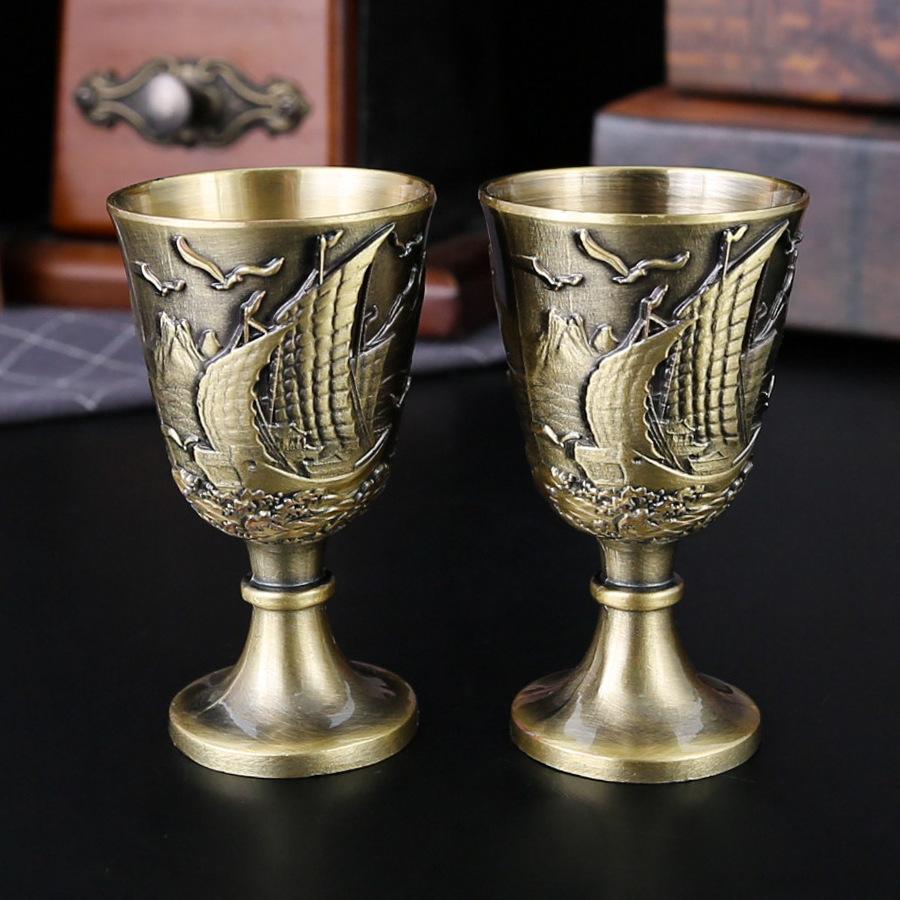 

Goblet Retro Water Supply Cup Holy Water Cup Household One-bite Cup Small Wine Glass Wine Cabinet Metal Ornament Gift