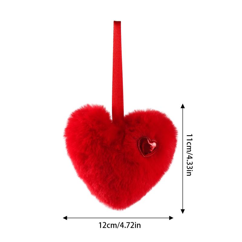Palline di Natale Sferiche Soffici a Forma di Cuore Verdi con Cuori Rossi, Adatte Come Decorazioni da Appendere per l'Albero di Natale