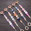 Baby Pacifier Clips Silicone Beads Wooden Crochet Ball Teething Ring Chain Nipple Clamp Dummy Holder Clip Chew Accessories