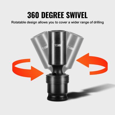 SucceBuy 360 Grad schwenkbares Schlagschrauber-Steckschlüsselsatz 3/8" Steckschlüsselsatz Tief Universal Metrisch 10-19mm 6-Kant Cr-Mo Legierungsstahl für Reparatur