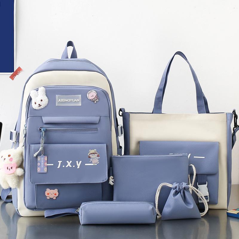 Primary School Boys Five Piece Set Junior High School Students High School Students Backpack Female College Students Backpack