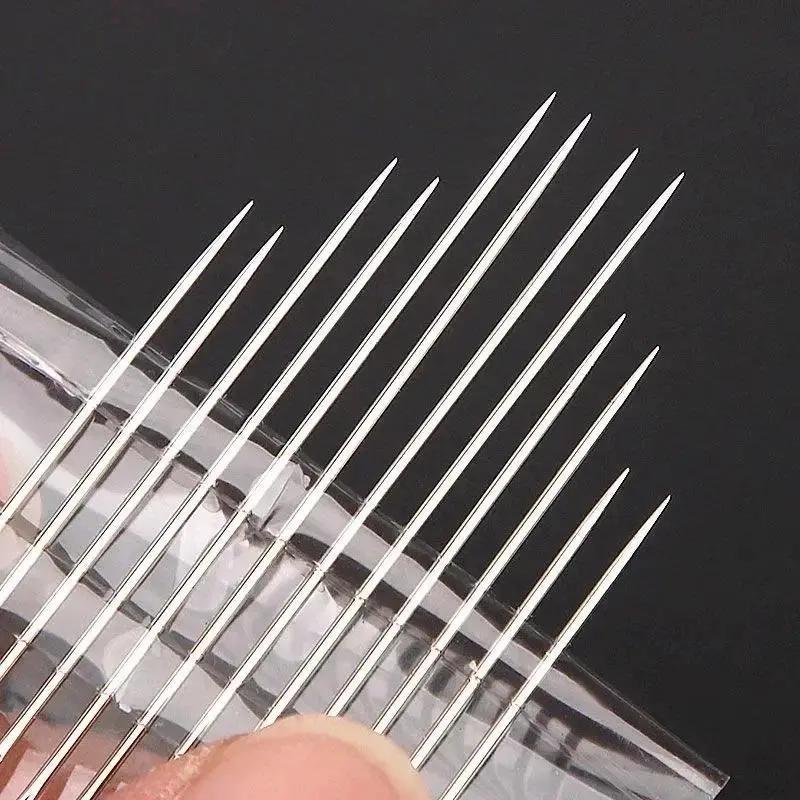 12pcs Stainless Steel Easy Thread Side Hole Sewing Needles, Hand Stitching Pins for Seniors, DIY Home Craft Supplies - White, Stitching Pins