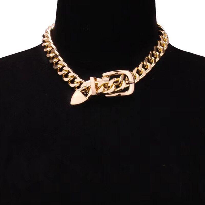European and American Hip-hop Versatile Design Belt Buckle Thick Chain Clavicle Chain Punk Cold Style Necklace
