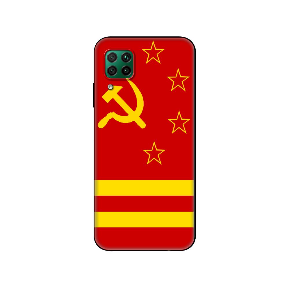 Black Tpu Case For Huawei P30 Lite P30 Pro P40 Case For Huawei P40 LITE E P Smart 2020 Case Cover Soviet Union USSR Grunge Flag
