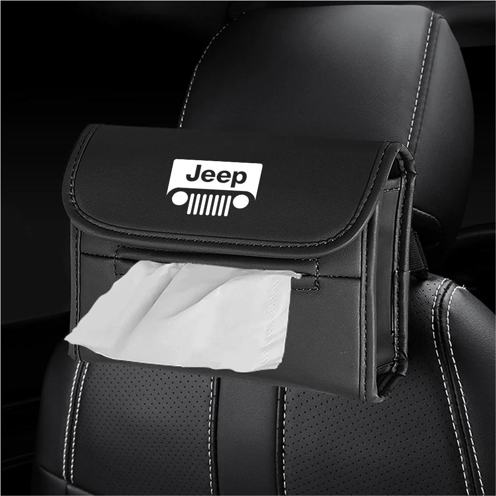 For Jeep Car Badge JEEP Emblem Styling Tissue Box Seat Back Paper Box Interior Accessories For Jeep Renegade Wrangler Compass