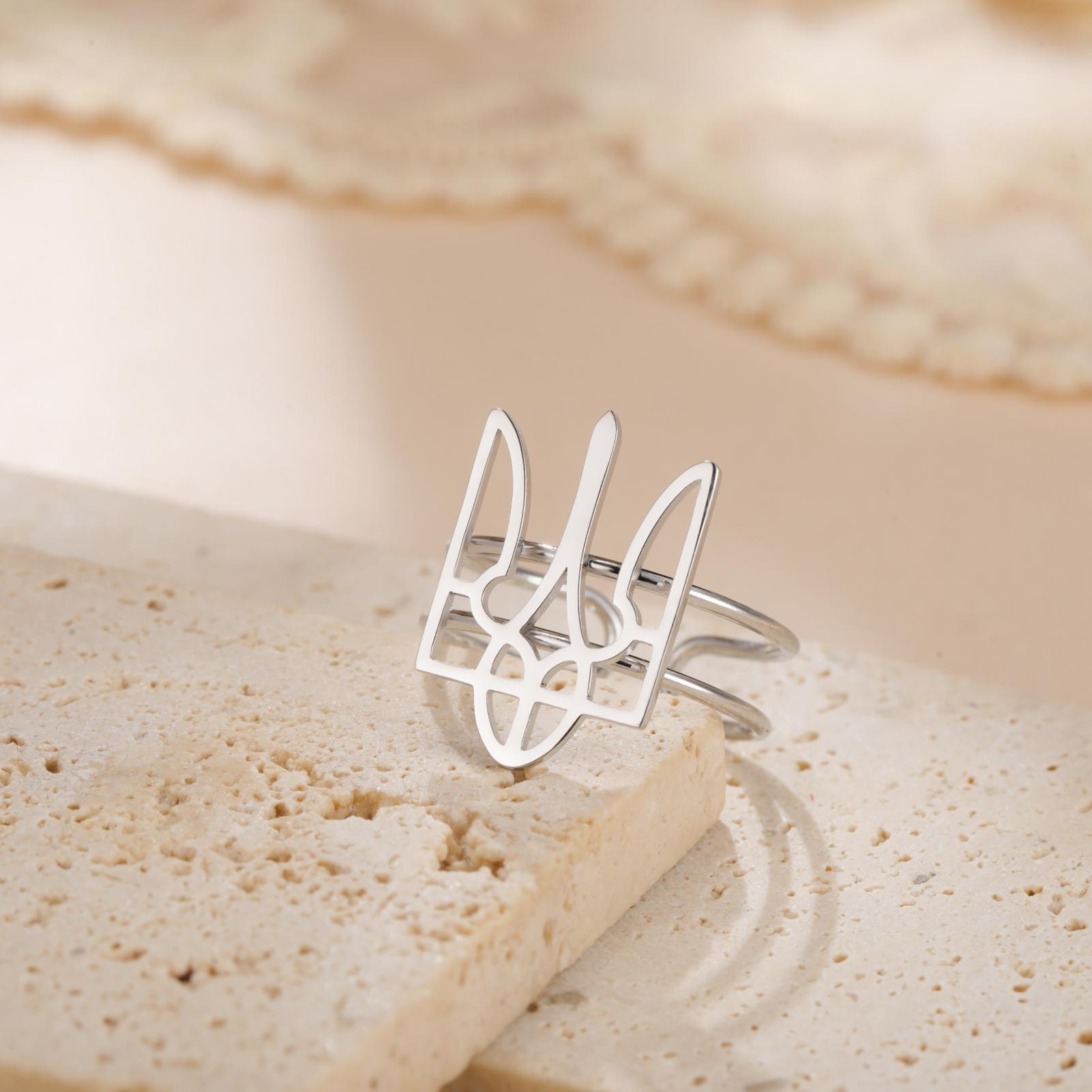 

Lemegeton Ukraine National Emblem Rings Trident Stainless Steel Ukrainian Jewelry Open Ring Party Father s Day Gifts Wholesale resizable