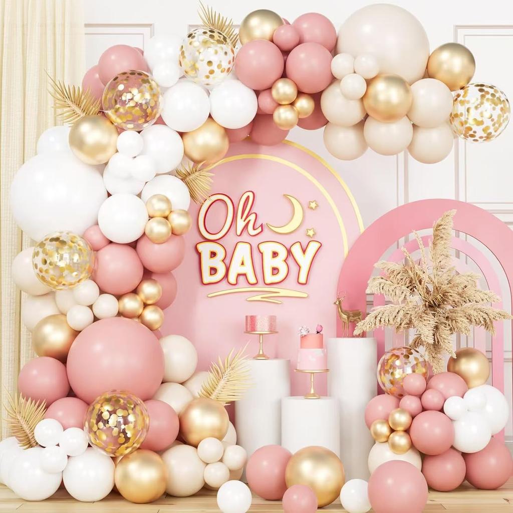 Vintage Blush Cream Balloon Arch Photo Background Decoration Wedding Party Mother'S Day Balloon Chain Set
