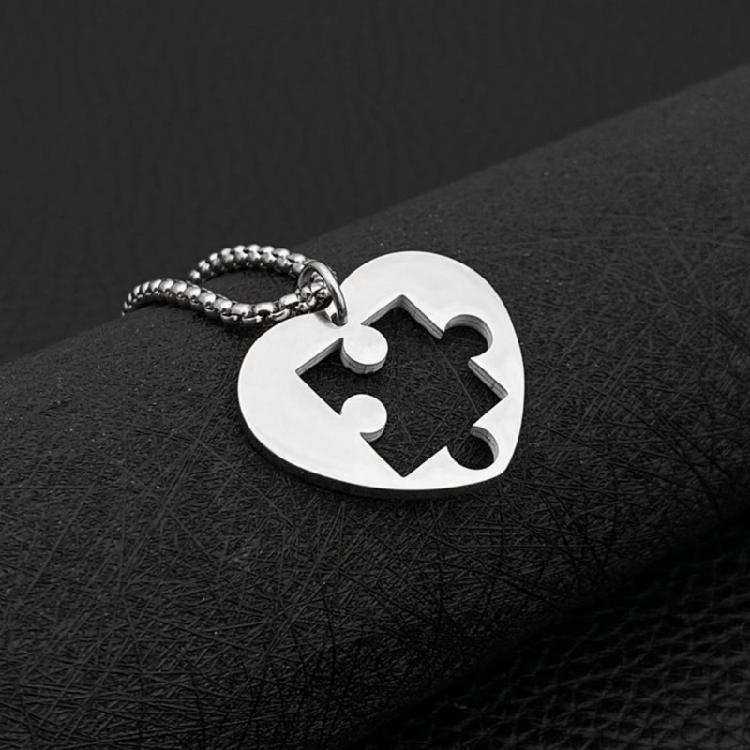 Heart Puzzle Matching Pendant Necklaces Functional Heart Puzzle Necklaces Unique Pendant Neck Chain Accessory for Couple