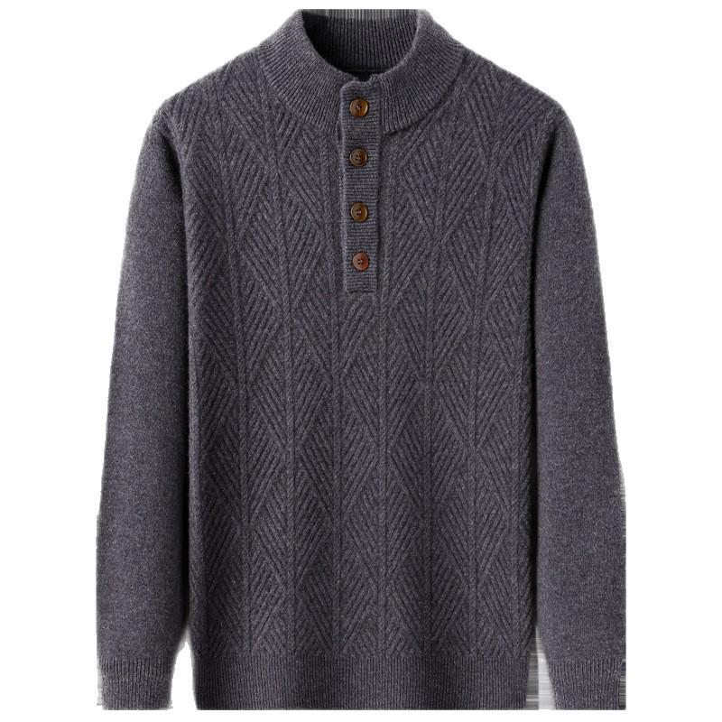 Herren Premium 100% Wolle Dicker Winterpullover mit Jacquard-Design