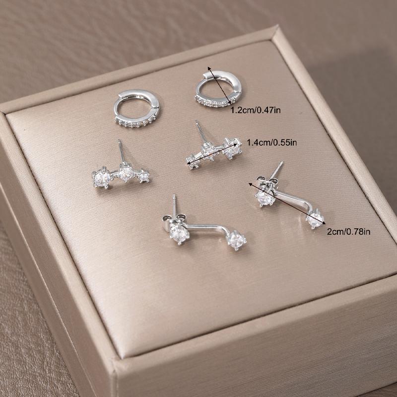 3-Piece Silver Gold Plated Earring Sets For Women Dainty Stud Huggie Hoop Earrings For Multiple Piercing Hypoallergenic Jewelry