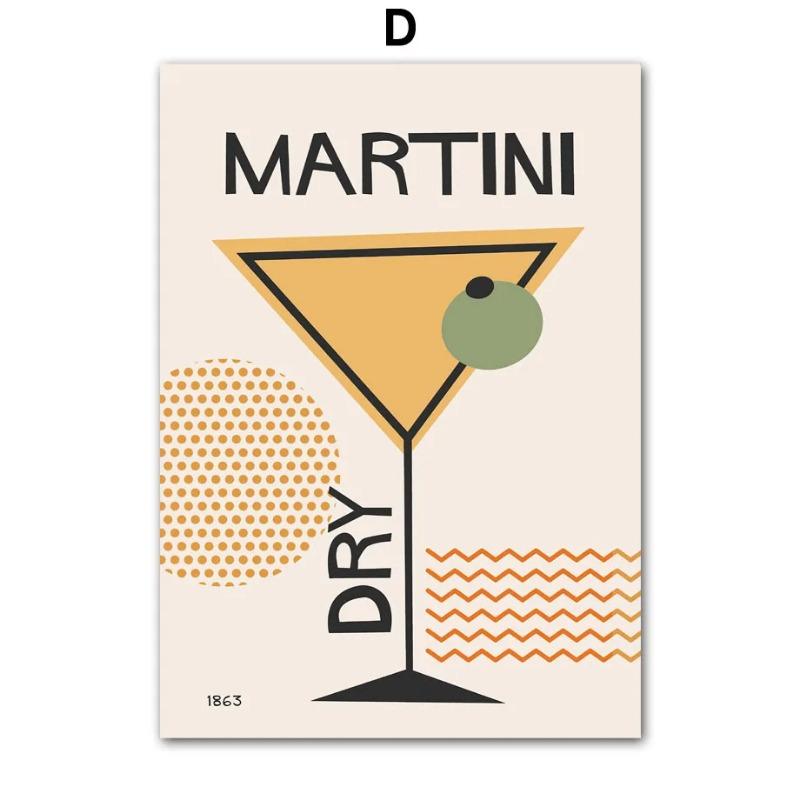 Abstract Vintage Cocktail Color Block Shapes Wall Art Canvas Painting Nordic Posters And Prints Wall Pictures For Bar Club Decor