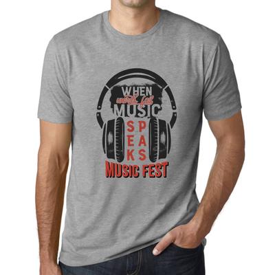 T-shirt Grafica da Uomo Quando le Parole Falliscono la Musica Parla Grigio Melange