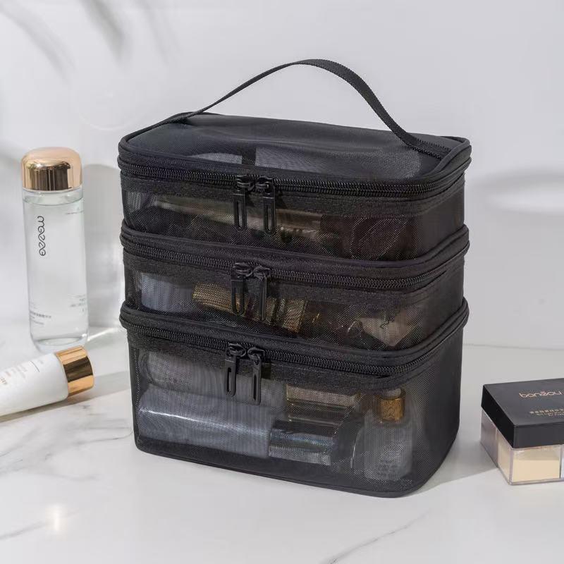 Large Mesh Makeup and Toiletry Bag - Portable, Travel-Friendly, Customizable Logo