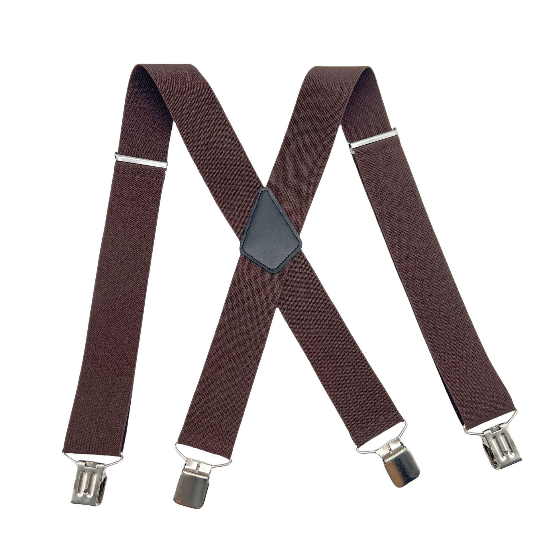 Мужские подтяжки X-типа 5 см - Эластичные подтяжки для брюк кофейный