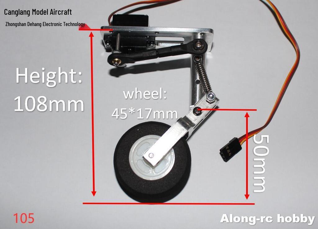 Cang Lang Remote Control Aircraft DIY Parts: Servo Kneeling Shock Absorber with Front/Rear Wheels and Steering Landing Gear Set