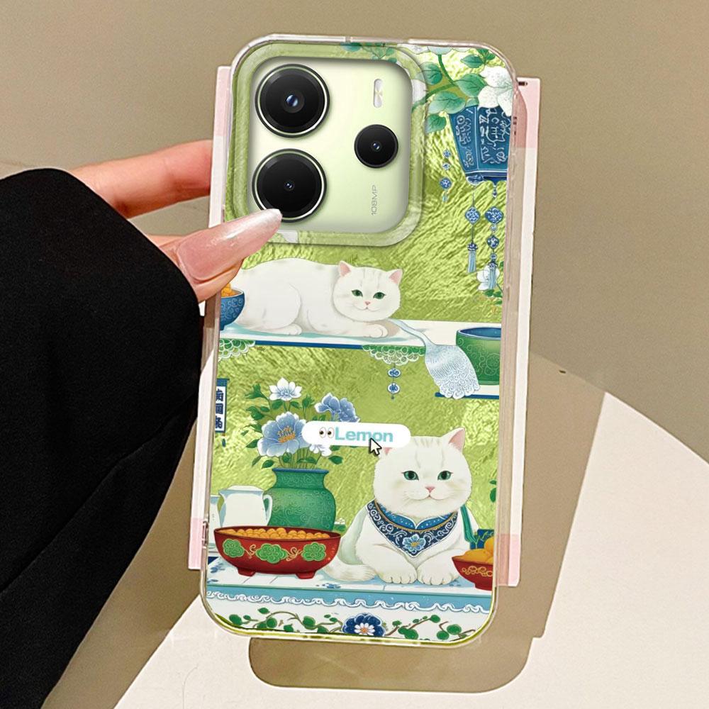 

Милый чехол для телефона с цветочным вихревым узором для девочек для Xiaomi Redmi Note 14 13 12 11 11S 10 9 8 Pro 9C 13C 14C A5 A3 A4 A3X Redmi Note 13 5G белый