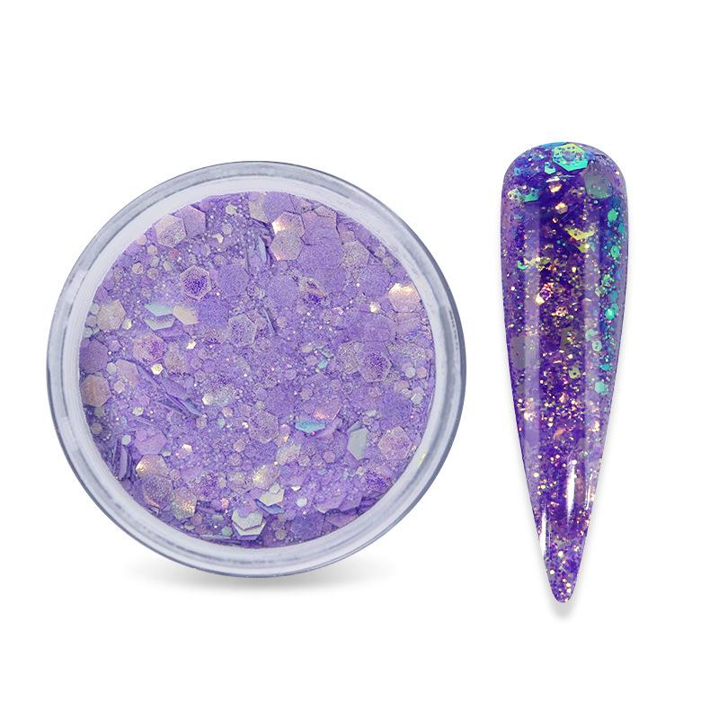15g Nail Art Akrylový prášek Smíšený Mořská panna Šestiúhelník robustní třpytivé flitry pro nehtovou modeláž gel Polish Manikúra