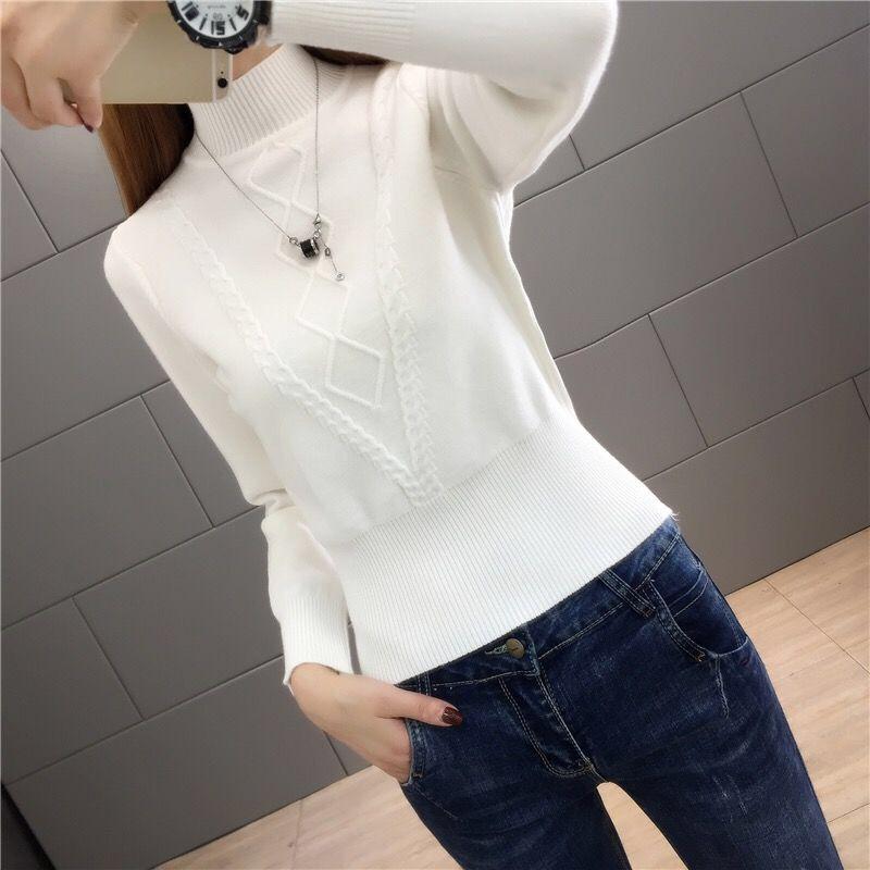 Women's Knit Sweater Short Turtleneck Sweater Slim Pullover Knit Jumper Fall Winter