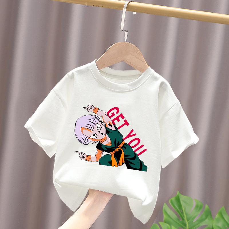 Dragon Ball Kid Goku on Flying Nimbus Kids Cotton T-Shirt, Boys Girls Casual Tee, Cute Anime Print Summer Tops for Fans