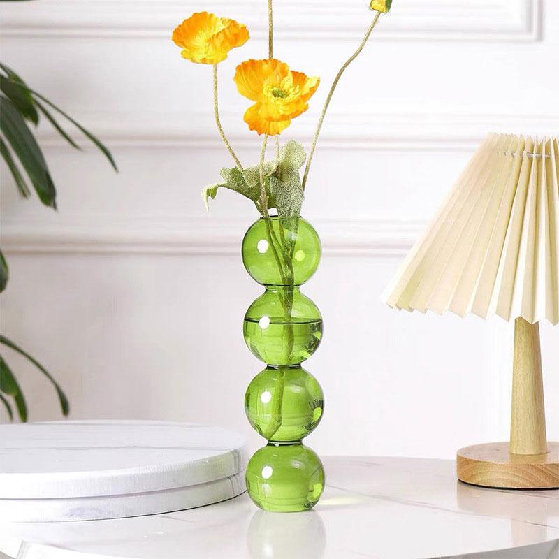 1Pc Glass Vase Hydroponics Desktop Ornaments Crystal Ball Bottle Creative Art Flower Ware Home Decor Colorful Ins