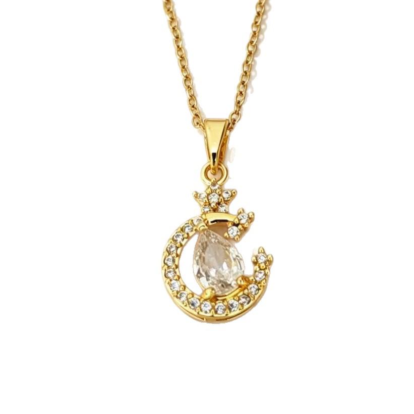Women's Zircon Moon & Star Necklace: Niche Design Versatile Clavicle Jewelry
