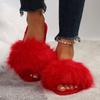 Fashion Women's Fashion Fluffy Faux Fur Slippers Winter Warm Comfortable House Slippers for Women Solid Color Soft Plush Indoor Slides