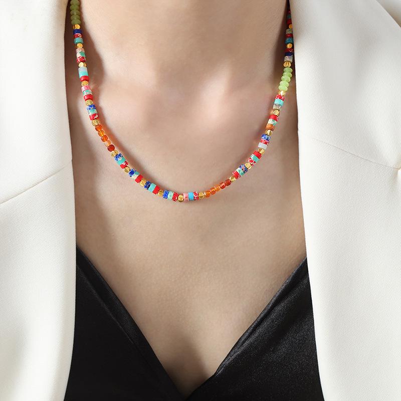 Bohemian Agate Round Bead Necklace: Handmade, Versatile, and Elegant